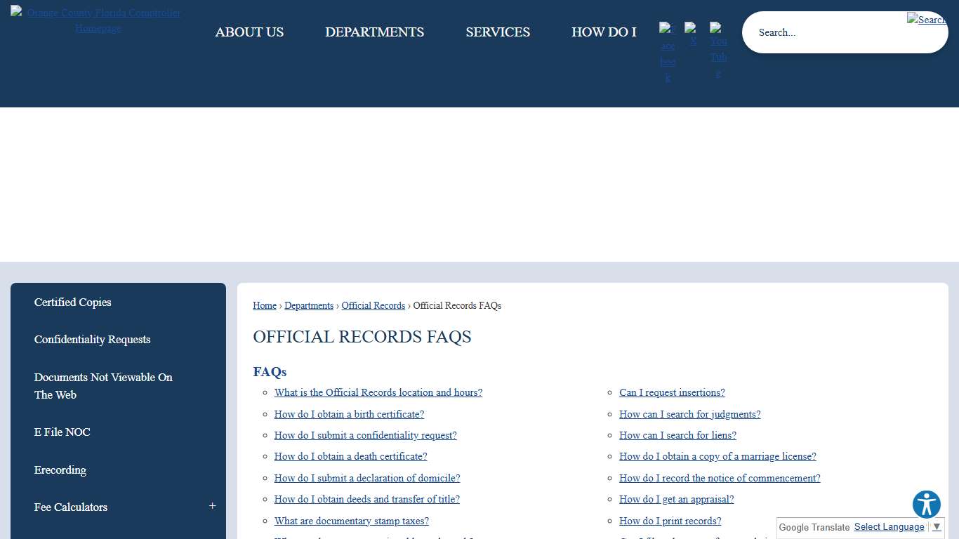 Official Records FAQs | Orange County Comptroller, FL
