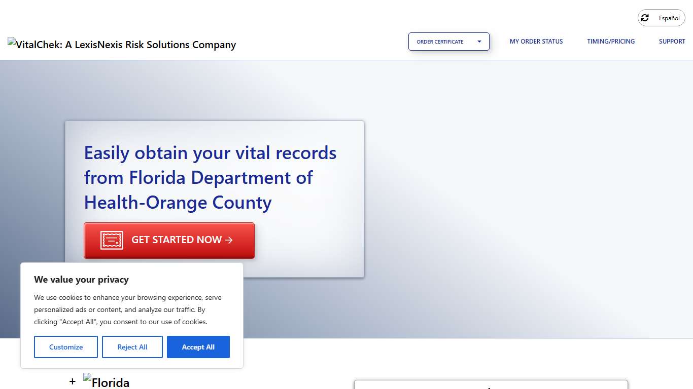 Florida Department of Health-Orange County (FL) | Order Certificates - VitalChek